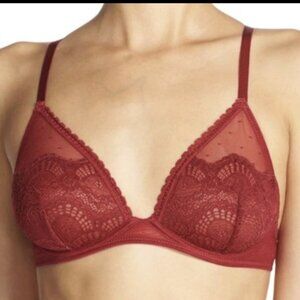 Free People Underwire Bra Lace Triangle Berry Wine 34A New